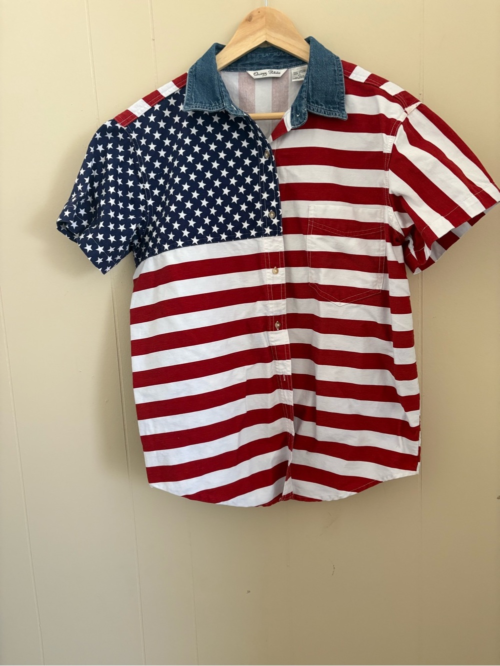 Quizz American Flag Short Sleeve Shirt - Red, White & Blue